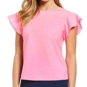 NWT Draper James Pink Cloister Flutter Sleeve Top